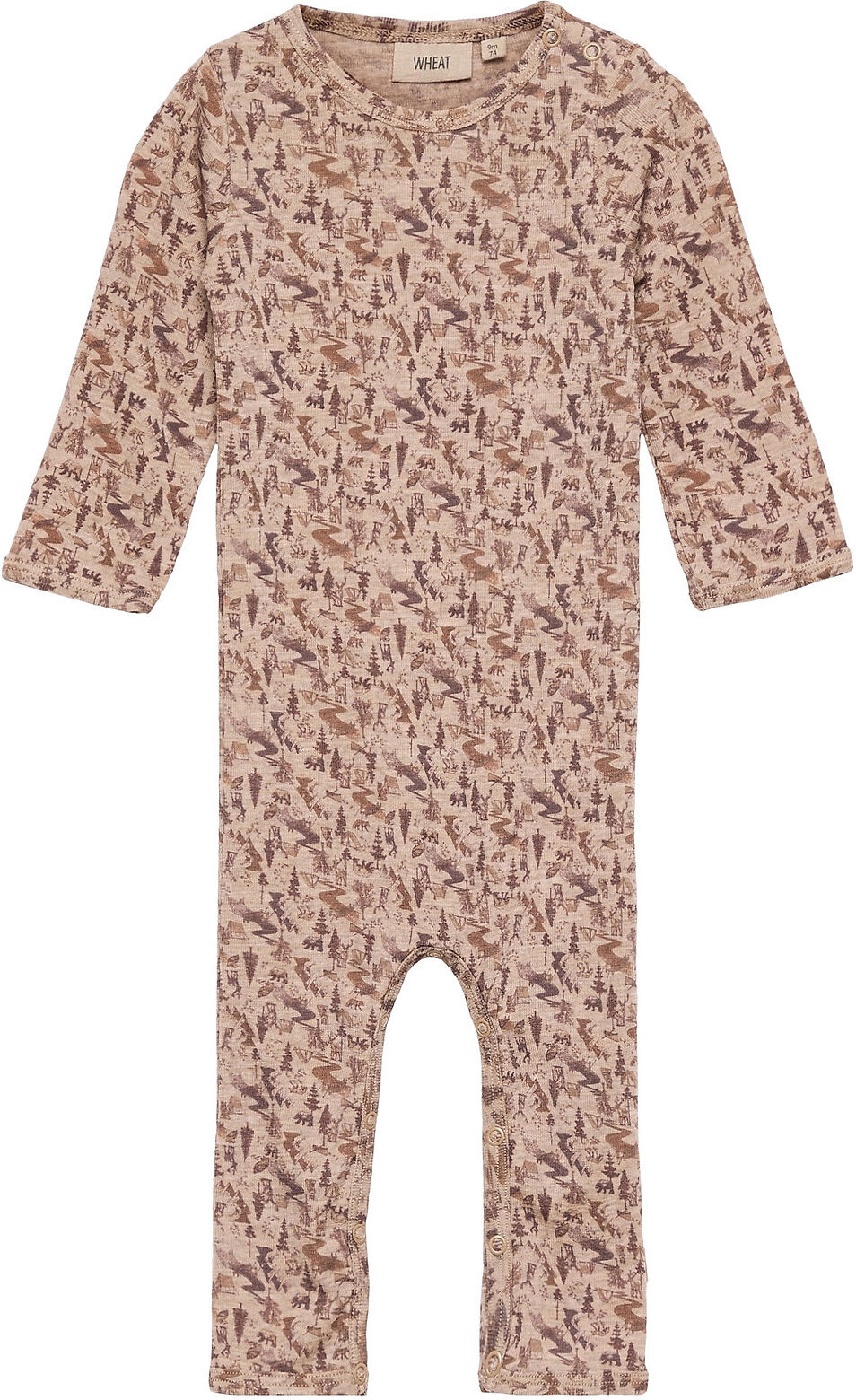 Wheat Plain Wool Jumpsuit Langermet Bodysuit Rosa Wheat