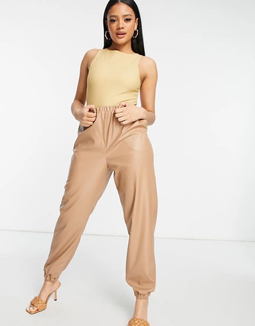 ASOS DESIGN matte disco racer bodysuit in brown  Brown