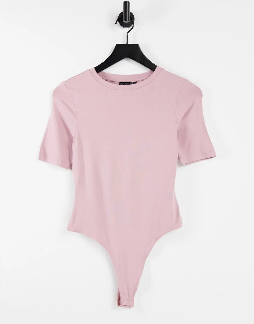 ASOS DESIGN skinny fit t-shirt bodysuit in dusty rose-Pink  Pink