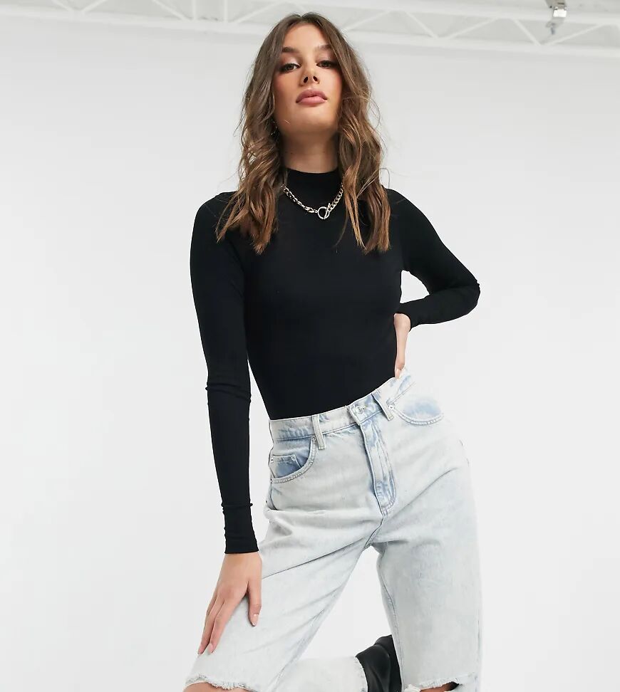 ASOS Tall ASOS DESIGN Tall long sleeve bodysuit with turtle neck in black  Black