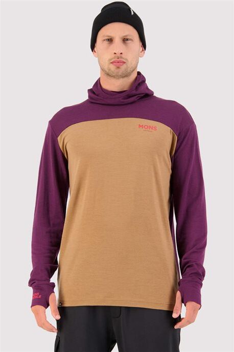 Mons Royale Yotei Powder Hood LS M's Toffee/ Wine  XL