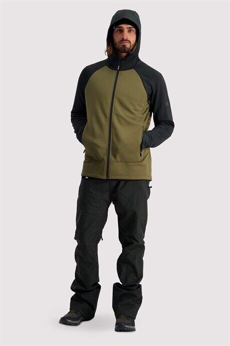 Mons Royale Nevis Wool Fleece Hood M's Canteen/Black  L