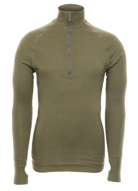 Brynje of Norway Brynje Arctic Tactical Zip Polo 3/4 Neck w/thumbfingergrip Olive Green