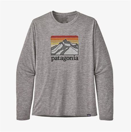 Patagonia M's L/S Cap Cool Daily Graphic Shirt Line Logo Feather Grey  XL