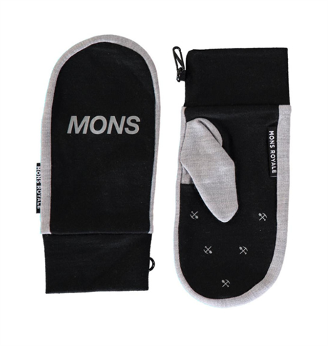 Mons Royale Magnum Mitts, Unisex Black Grey Marl  XL