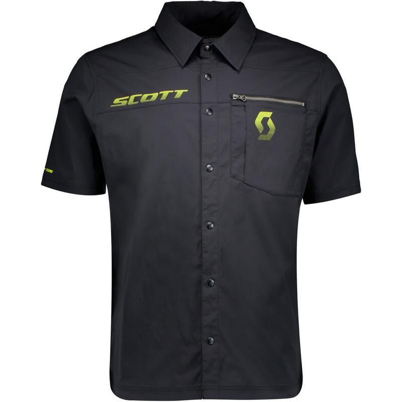 Scott Shirt Factory Team - Sort/gul M Kortermet Skjorte Med Trykk Knapper   M