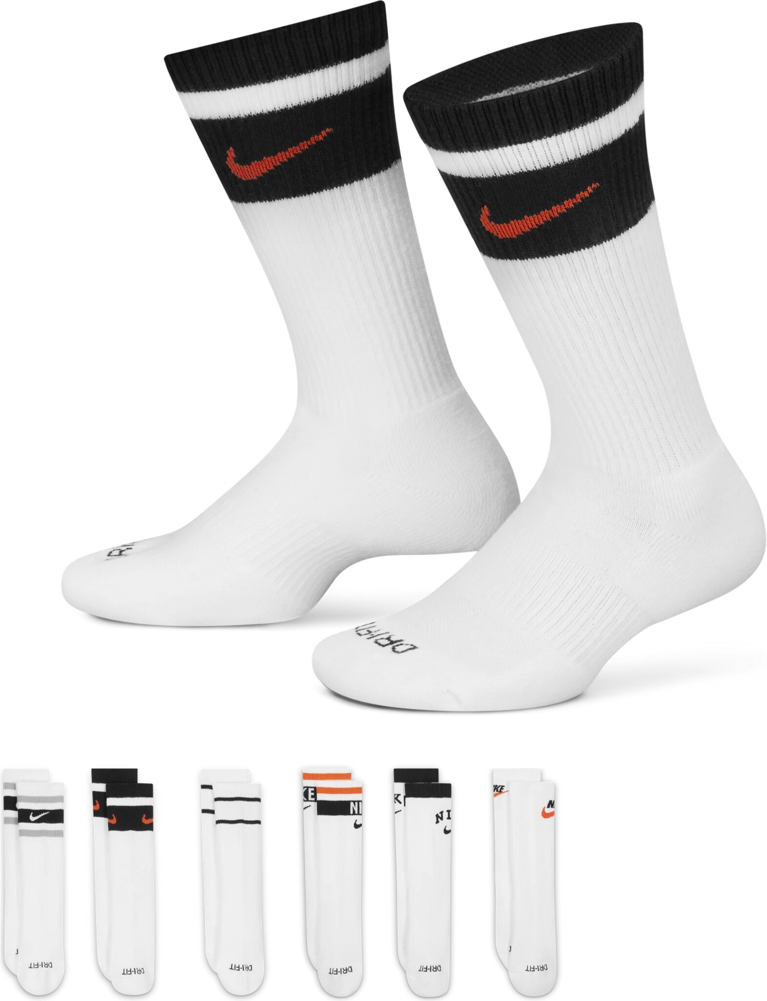 Nike Everyday Plus Cush Sock 6PK, sokker Junior M/38-42 Multi-Color