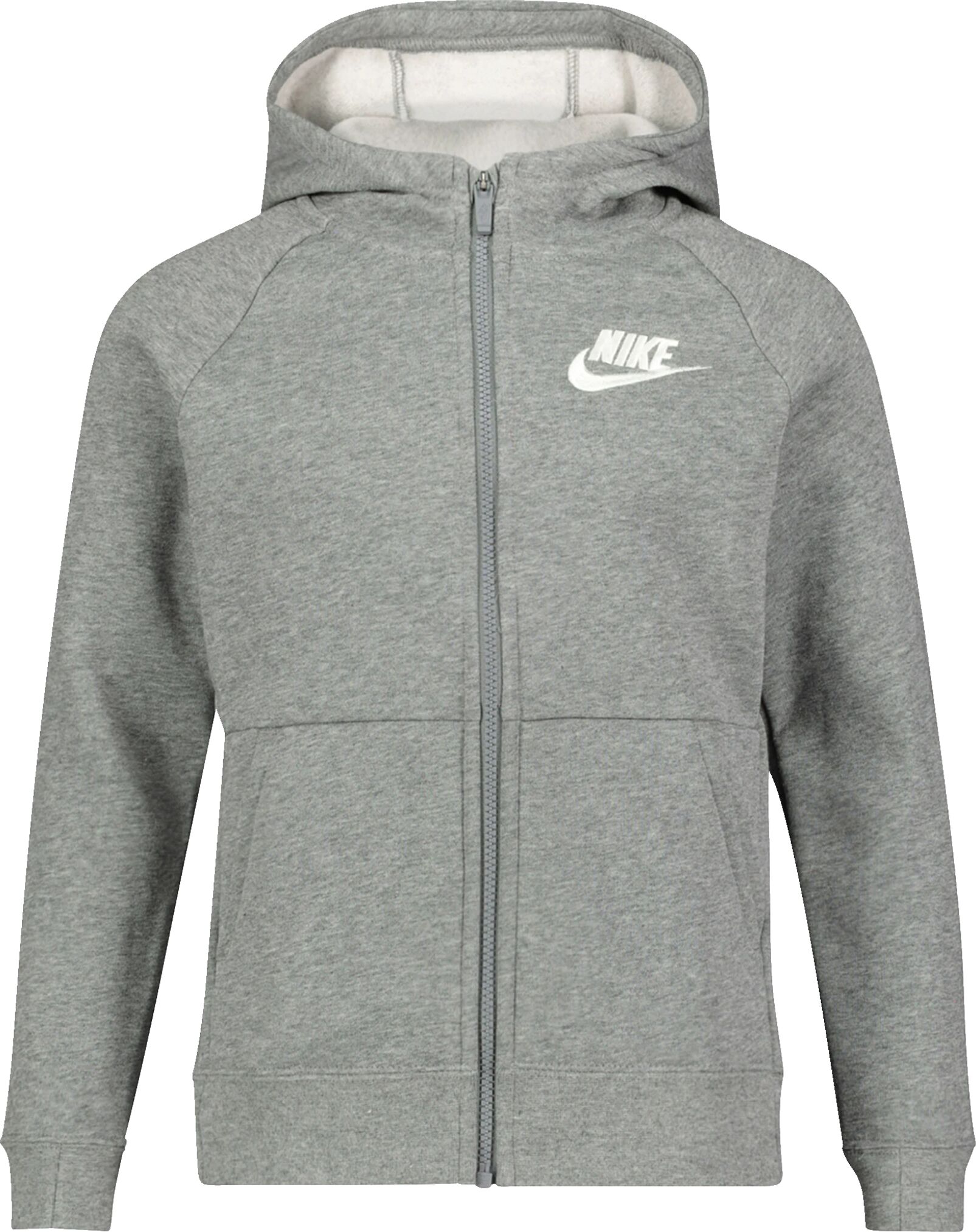 Nike Dry Full Zip Fleece Hoodie, hettejakke junior, jente  M Carbon Heather/White