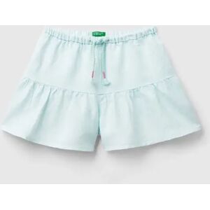 United Colors of Benetton Benetton, Bermudas Padrão Em Mistura De Linho, tamanho L, Verde Água, Crianças