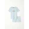 Tezenis Pijama Curto em Algodão Estampado "Childhood" Menina Azul Claro Tamaño 8-9