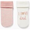 ZY Pack 2 Pares de Meias Grossas Bebé Menina 'I Love Dad', Branco/Rosa