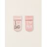 ZY BABY Pack 2 Pares de Meias Grossas Bebé 'I Love Mum & Dad', Rosa