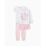 ZY Pack 2 Pijamas com Purpurinas para Menina, Branco/Rosa