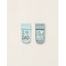 ZY BABY Pack 2 Pares de Meias Grossas Bebé 'I Love Mum & Dad', Turquesa/Azul