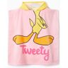 WARNER BROS Poncho de Praia com Capuz para Menina 'Tweety', Rosa/Amarelo