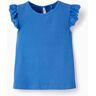 ZY T-shirt Canelada com Folhos para Bebé Menina, Azul