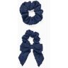 ZY Pack 2 Elásticos Scrunchie Plumeti para Menina, Azul Escuro