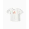 ZY T-Shirt com Flores e Purpurinas para Menina, Branco