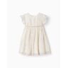 ZY BABY Vestido de Cerimónia para Bebé Menina, Branco/Dourado