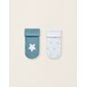 ZY BABY Pack 2 Pares de Meias Grossas Bebé 'Estrelas', Azul/Branco