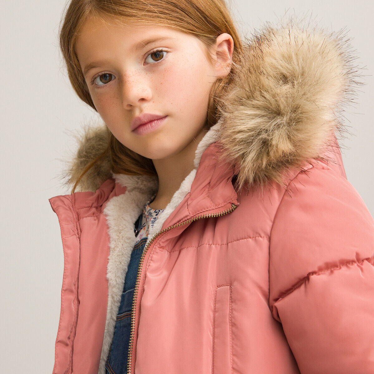 La Redoute Collections Blusão quente com capuz, 3-12 anos   rosa