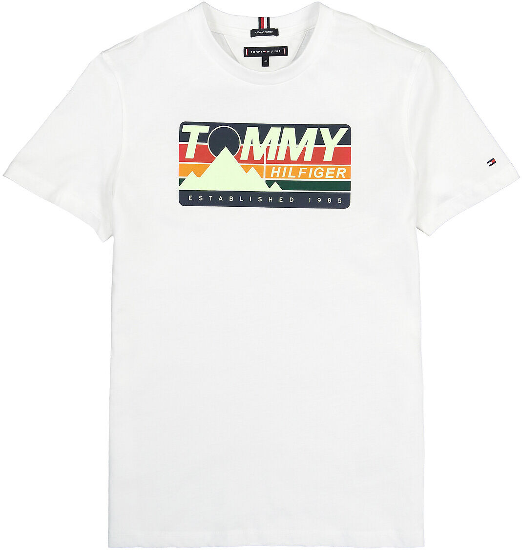 Tommy Hilfiger T-shirt de mangas curtas, em algodão bio, 10-16 anos   Branco