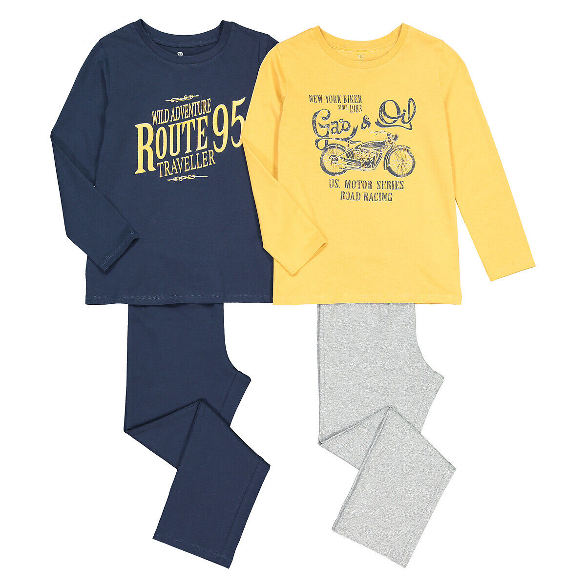 La Redoute Collections Lote de 2 pijamas, em algodão bio, 3-12 anos   Amarelo + marinho