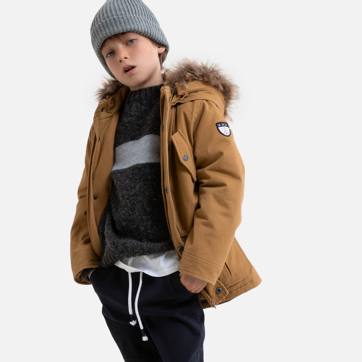 La Redoute Collections Parka quentinha com capuz, 3-12 anos   Camel