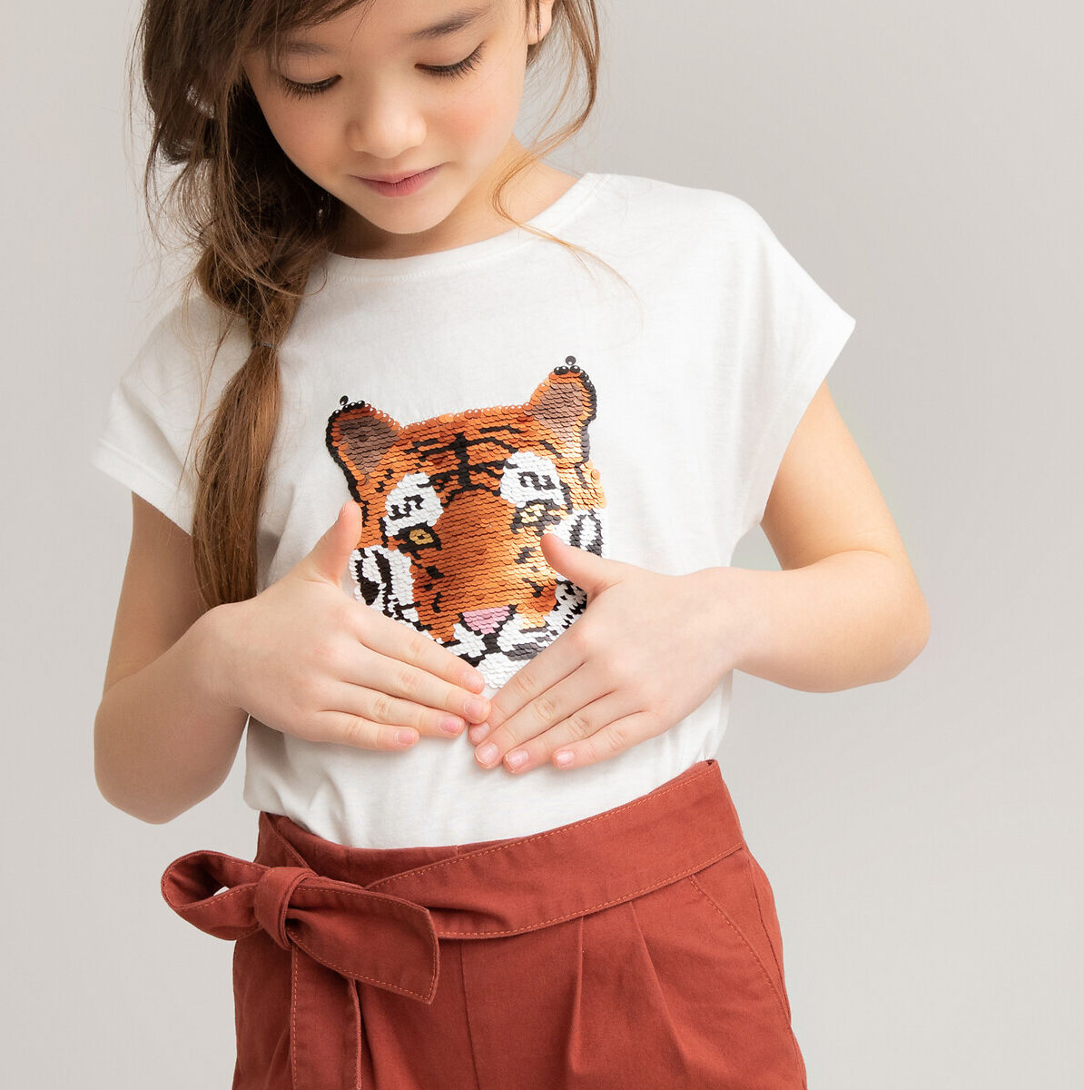 La Redoute Collections T-shirt com lantejoulas mágicas, 3-12 anos   Cru