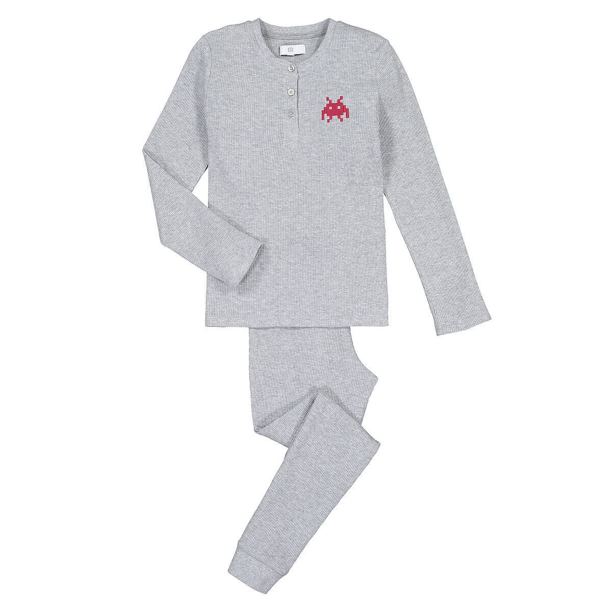 La Redoute Collections Pijama em malha aos favos, 3-12 anos   Cinzento