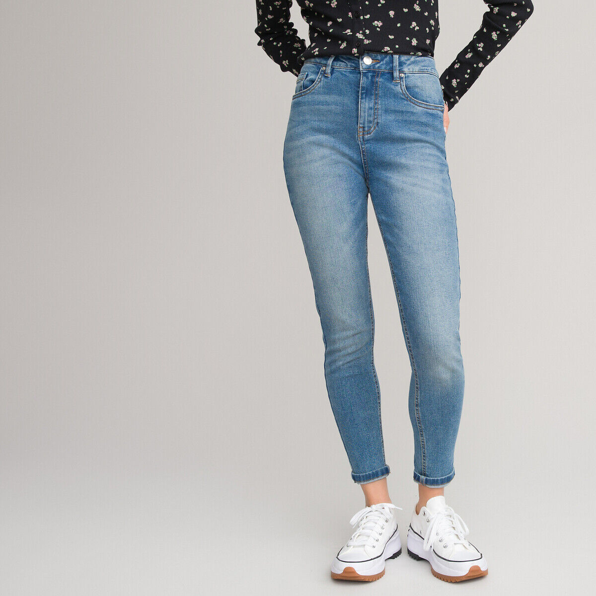 La Redoute Collections Jeans skinny de cintura subida, 10-18 anos   Stone