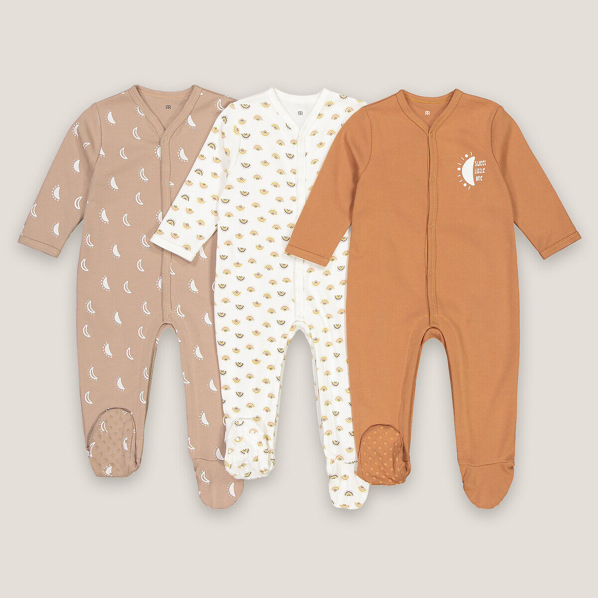 La Redoute Collections Lote de 3 pijamas, prematuro-2 anos   Cru/Castanho