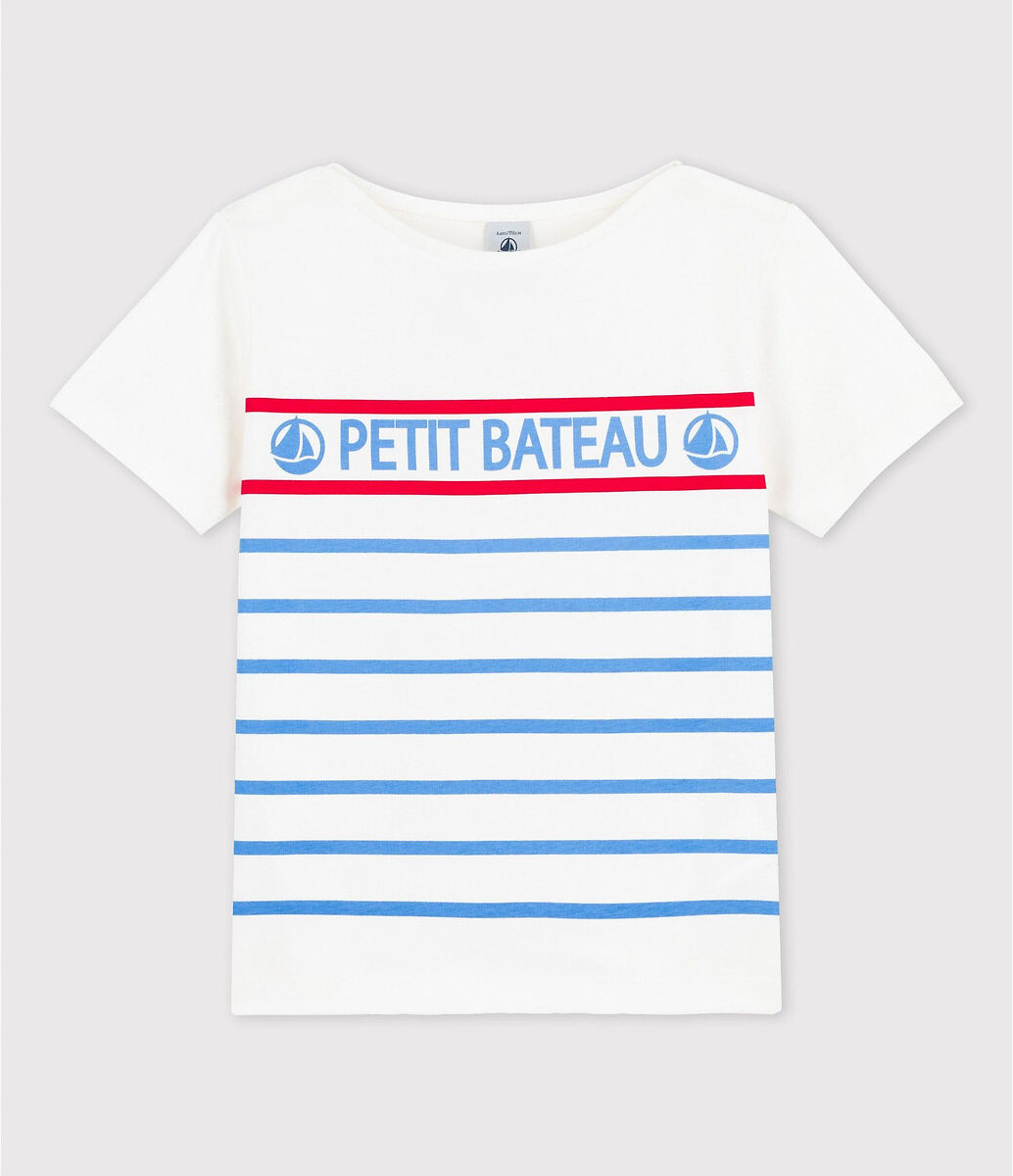 Petit Bateau T-shirt de mangas curtas, às riscas, 3-12 anos   riscas azuis