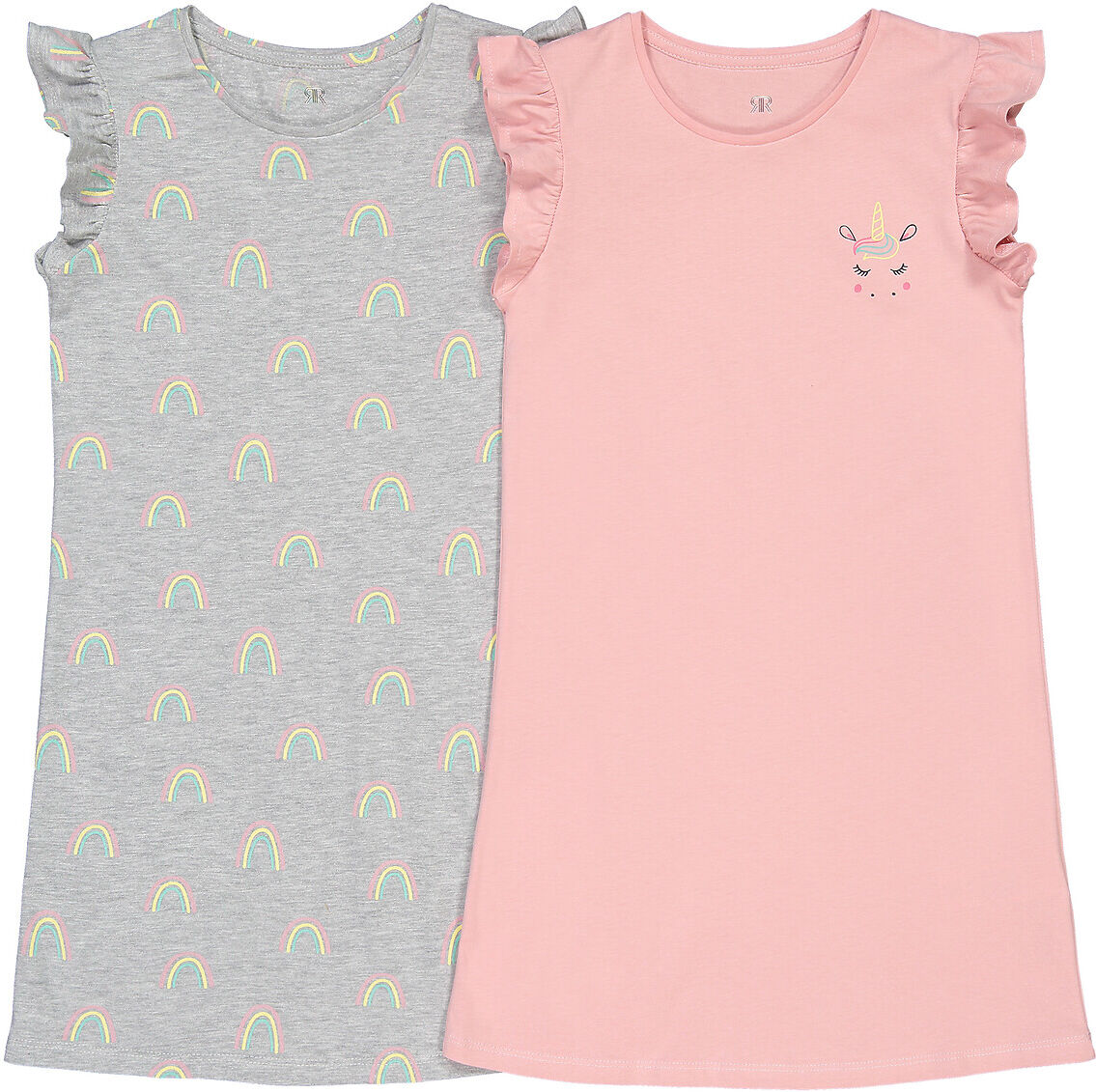 La Redoute Collections Lote de 2 camisas de dormir, 3-12 anos   Cinzento + Rosa