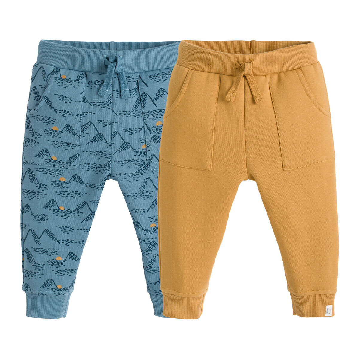 La Redoute Collections Lote de 2 calças, com motivo, 1 mês-3 anos   Azul + amarelo