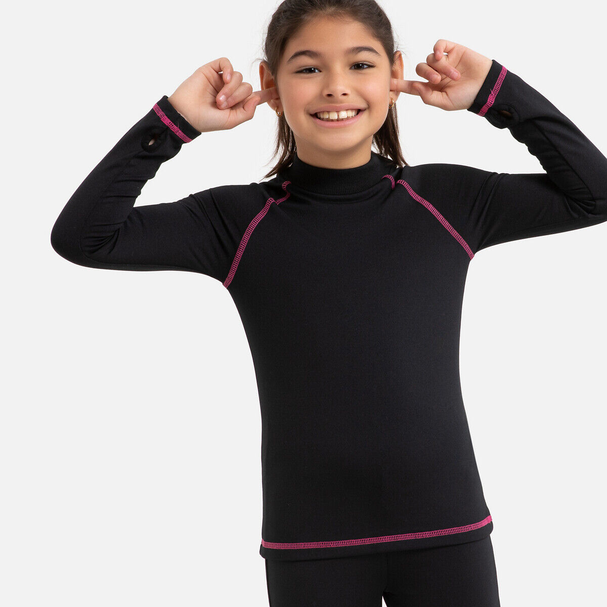 La Redoute Collections Camisola de esqui de gola alta para menina, 3-16 anos   Preto