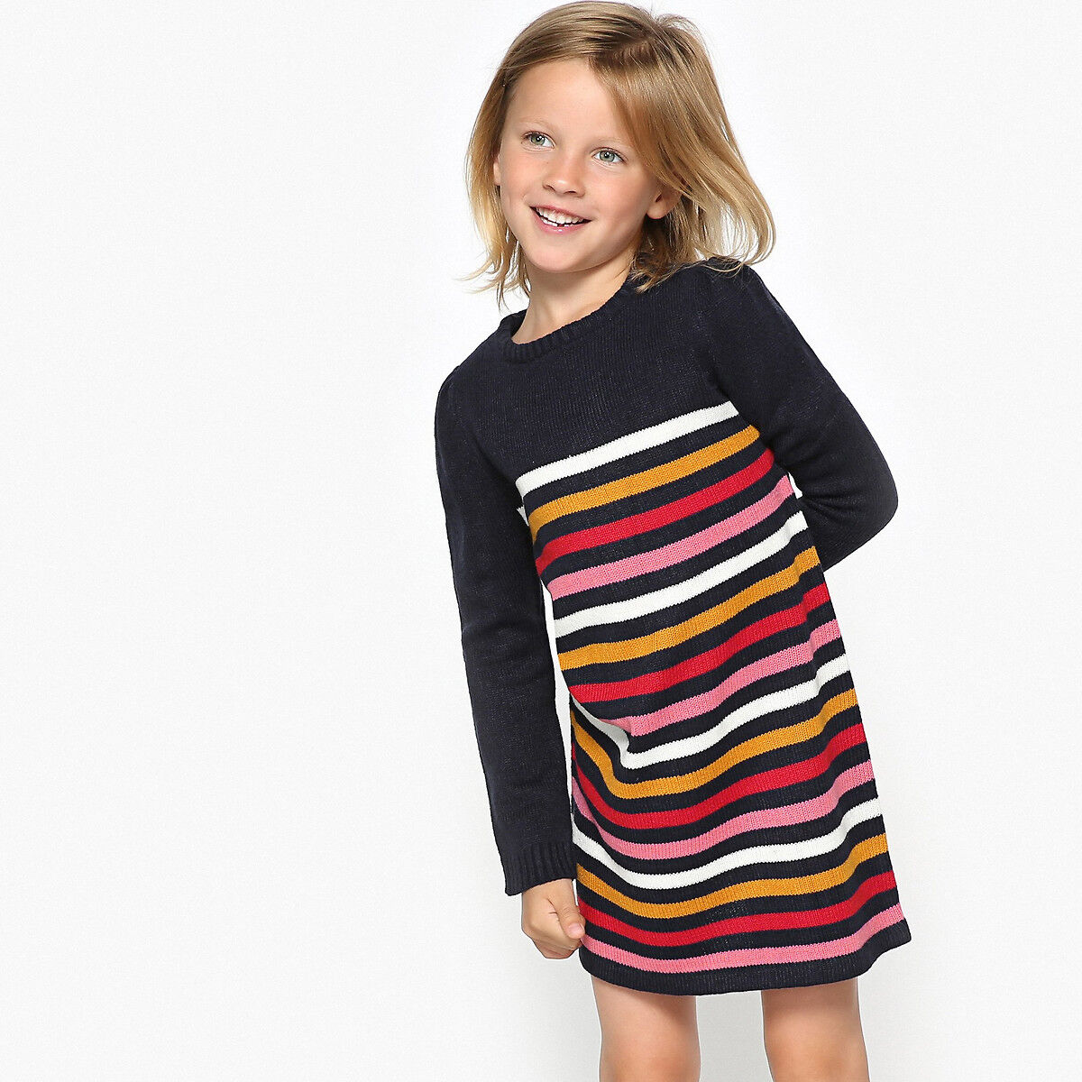 La Redoute Collections Vestido às riscas multicolores, 3-12 anos   riscas multicolor