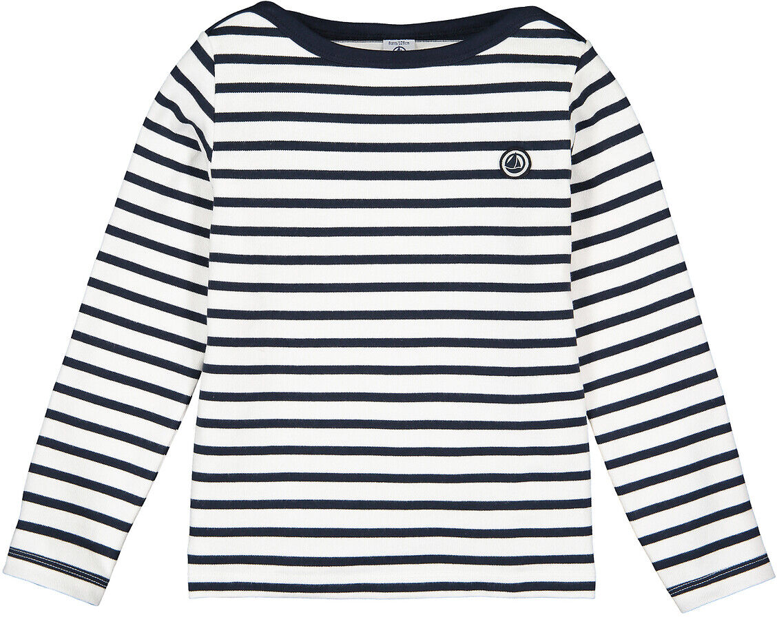 Petit Bateau Camisola estilo marinheiro, mangas compridas, 3-12 anos   riscas azul/branco