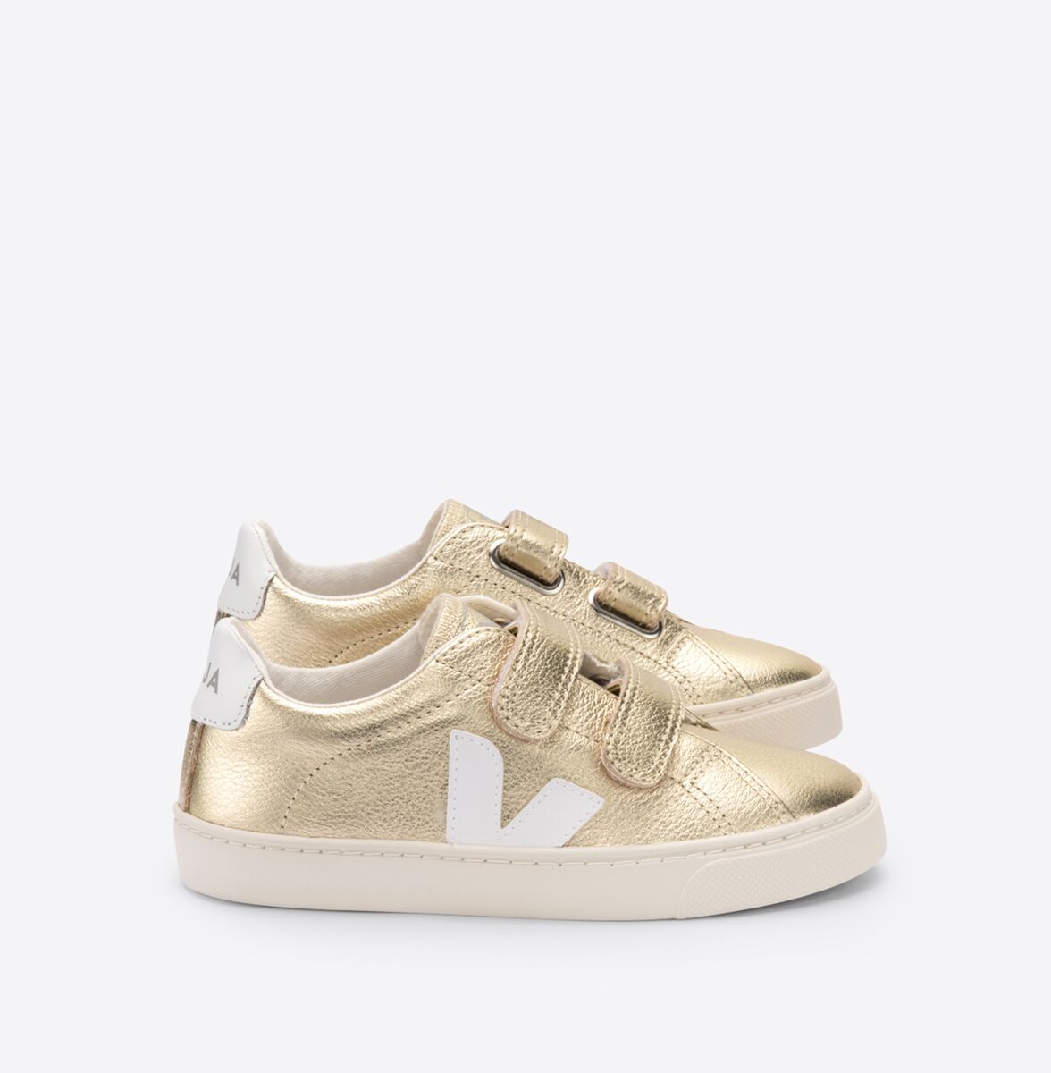 Veja Sapatilhas Small Esplar Velcro   Branco/Dourado