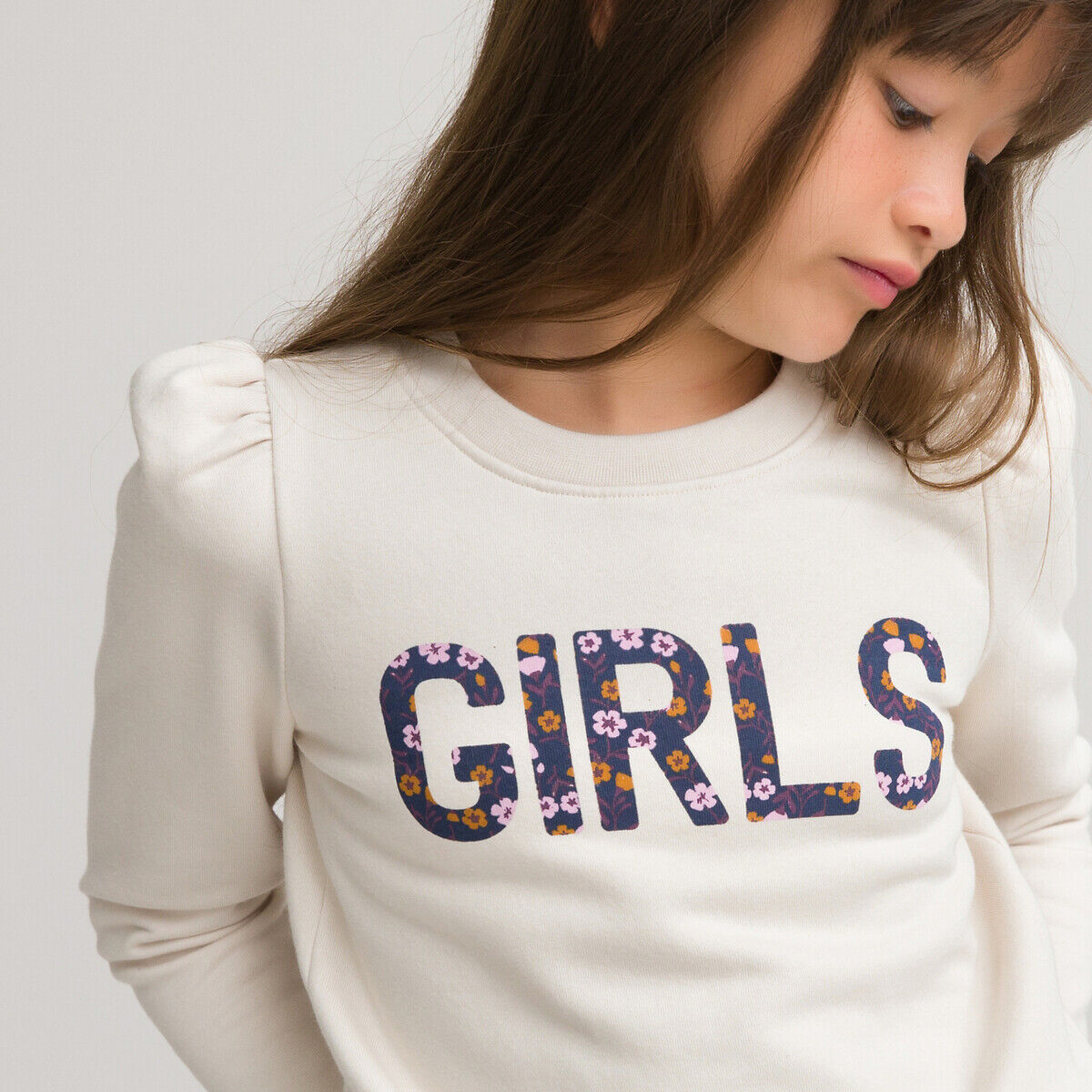 La Redoute Collections Sweat com gola redonda, em moletão, 3-14 anos   Cru