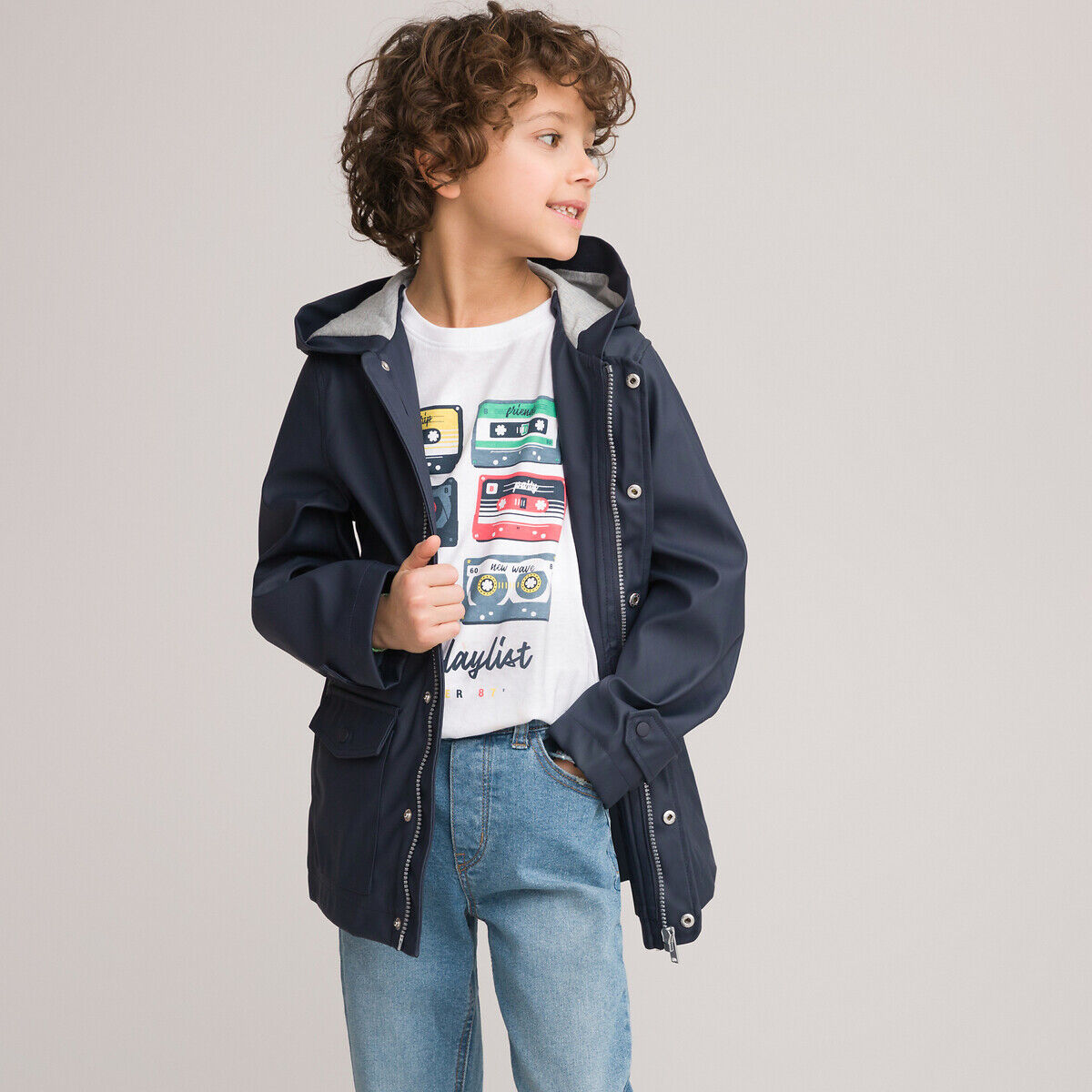 La Redoute Collections Impermeável com capuz, 3-12 anos   marinho