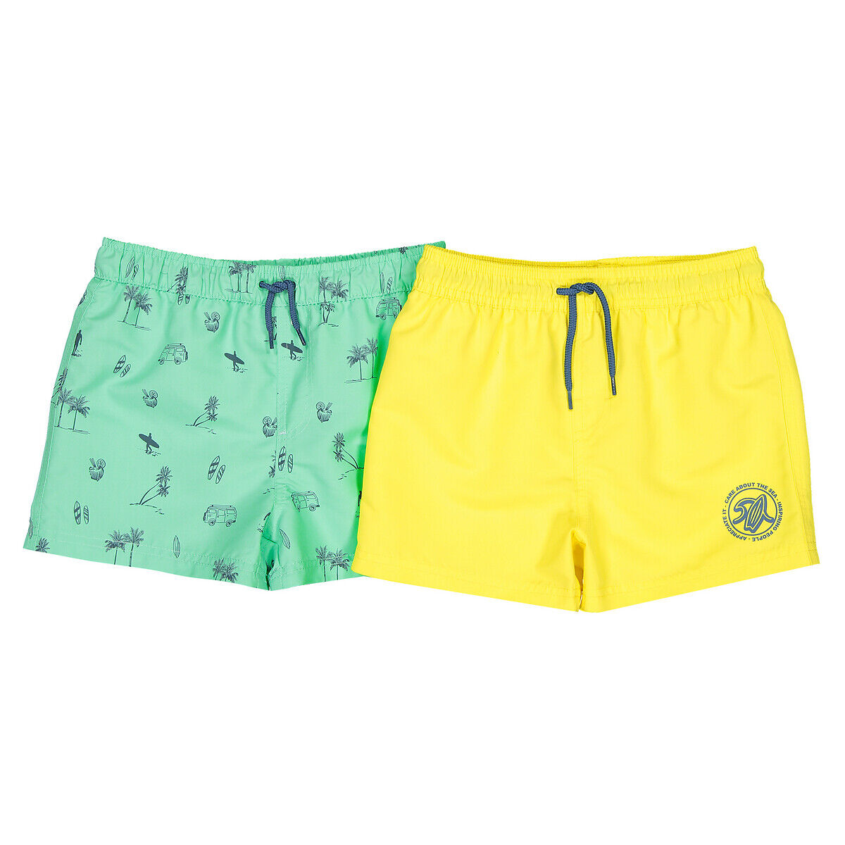 La Redoute Collections Lote de 2 calções de banho em poliéster reciclado, 3-12 anos   Verde + Amarelo