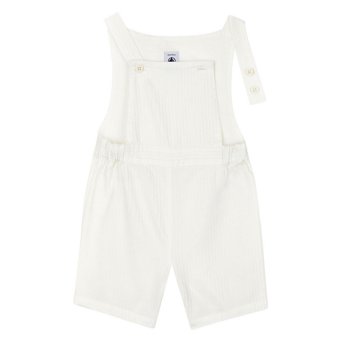 Petit Bateau Jardineiras às riscas, 6 meses-3 anos   Branco