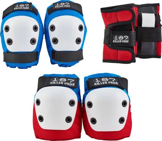 187 Killer Pads Júnior Proteções Patins 3 Partes (Vermelho/Branco/Azul)