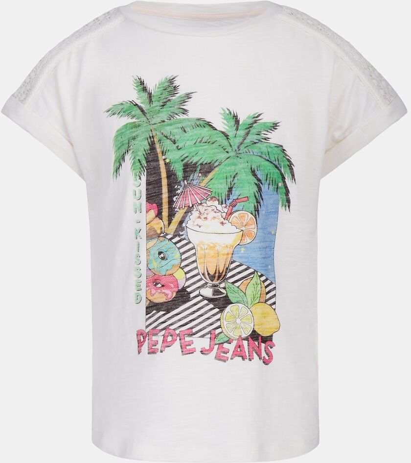 Pepe Jeans T-Shirts Pepe Jeans Monique - Cru/Padrao cocktail - Júnior Rapariga