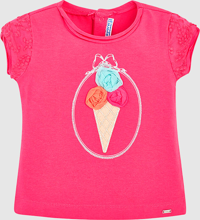 Mayoral T-Shirt Para Bebé Menina Com Tule Bordado Mayoral Rosa fúschia