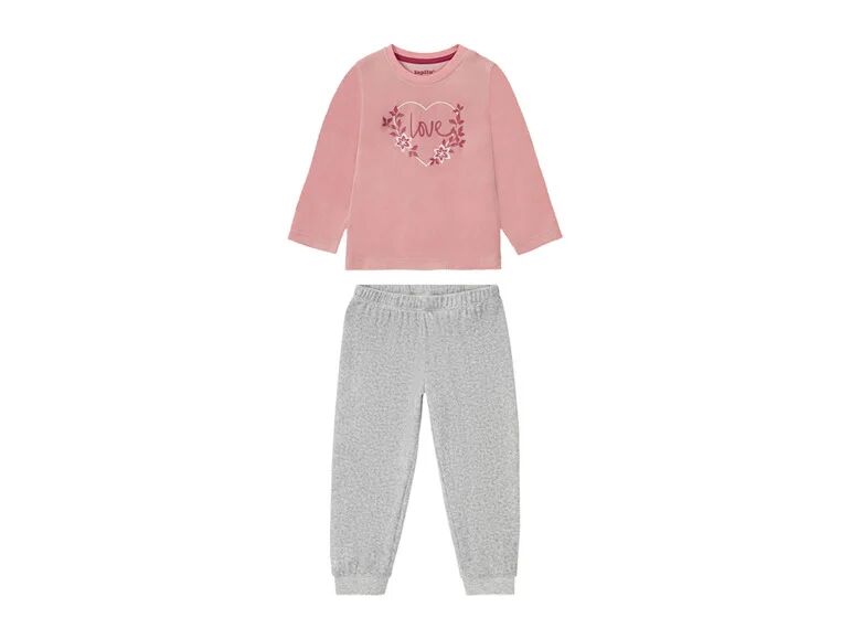 LUPILU® Dievčenské pyžamo s biobavlnou (98/104, svetlošedá/ružová)
