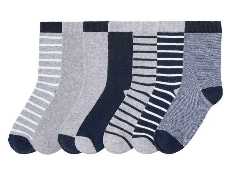 PEPPERTS® Chlapčenské ponožky, 7 párov (39/42, sivá/navy modrá/pruhy)