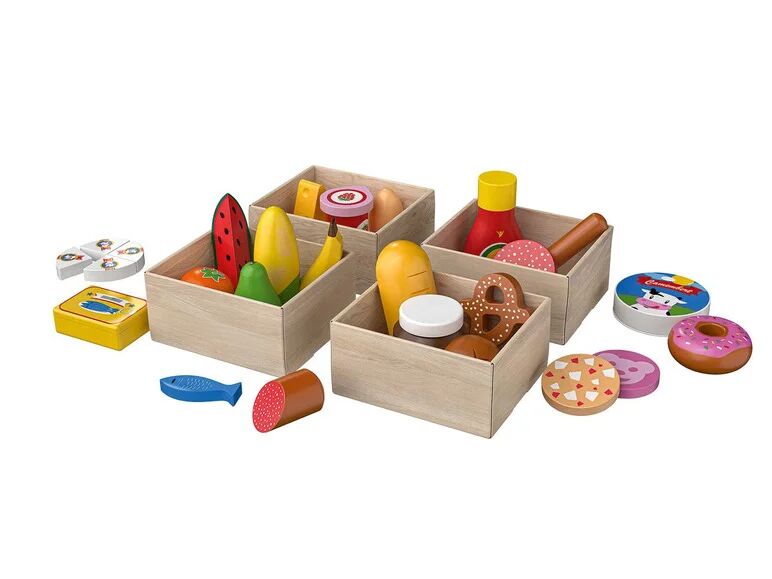 PLAYTIVE® Hračkárske príslušenstvo váha/košík/potraviny/pokladnica (škatuľky s potravinami)