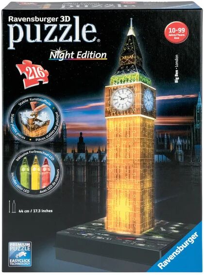 Ravensburger 3D Puzzle LED osvetlené stavby (Big Ben v noci)